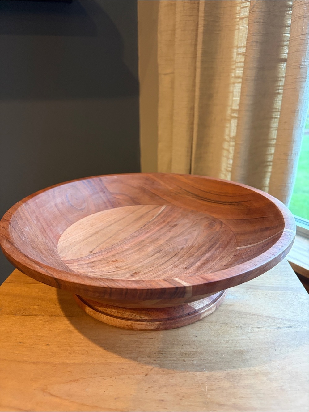 Crofton Acacia Wood Footed Bowl 13 inch